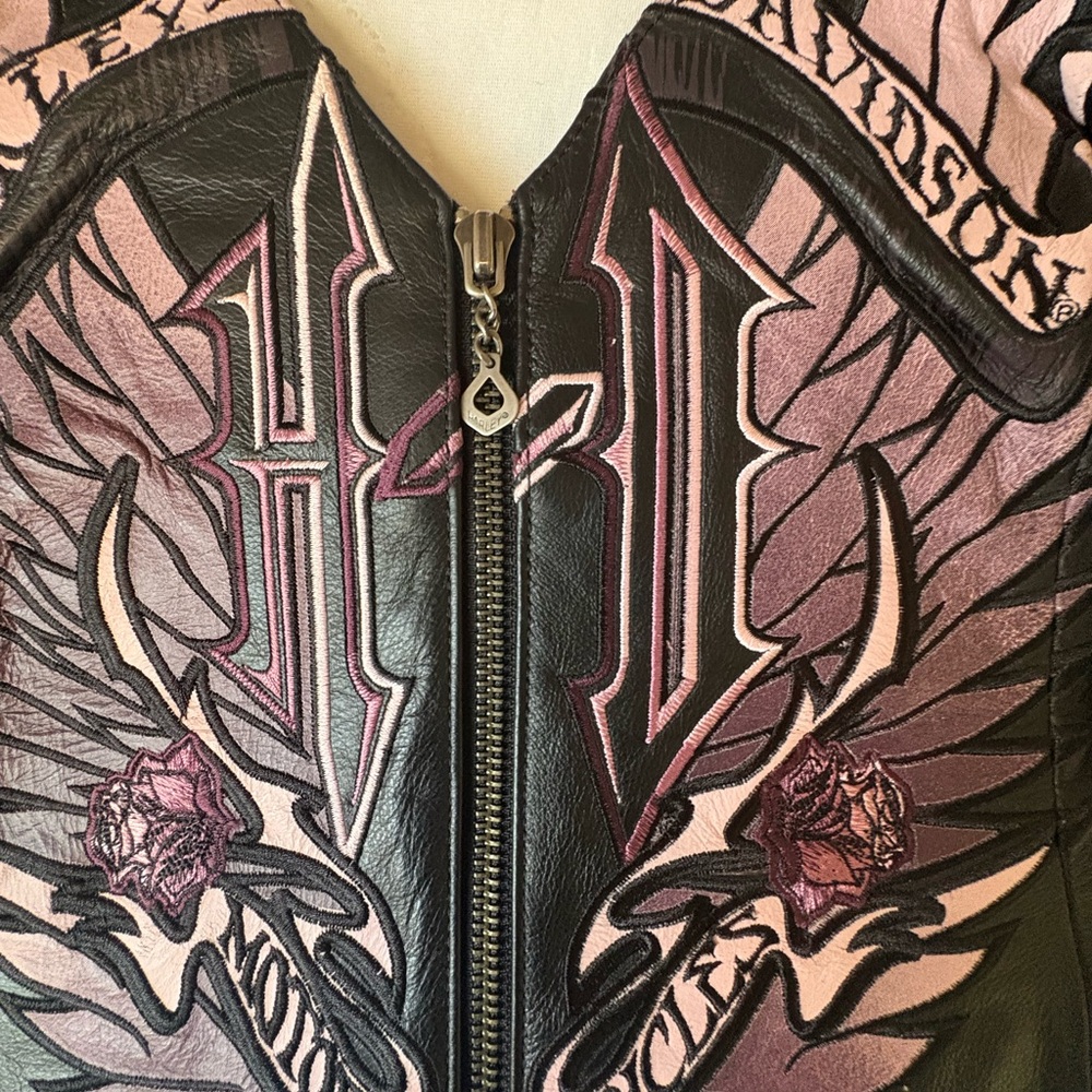 Harley-Davidson Women's Black Leather Halter with Purple Graphics - Picture 3 of 5